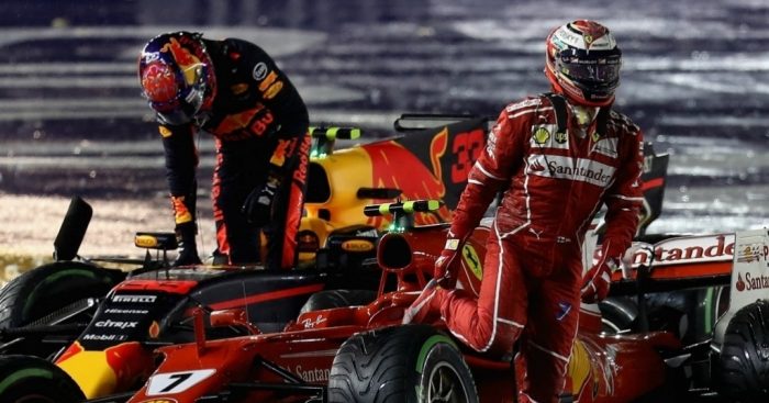 Hamilton profits from Vettel's first-lap crash to win in Singapore