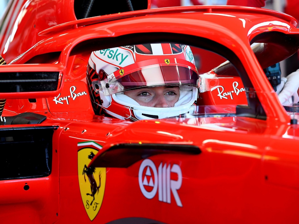Leclerc takes to track as Sainz watches on