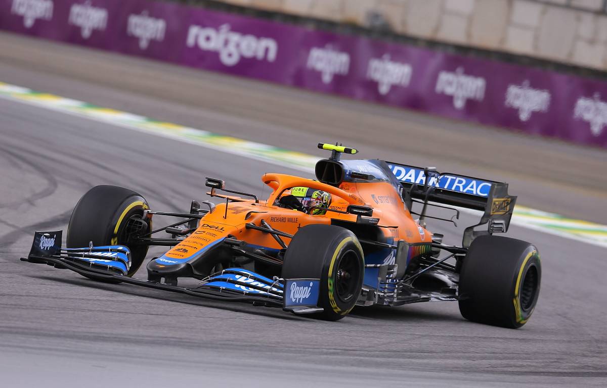 Lando Norris on-track for McLaren. Brazil, November 2021.