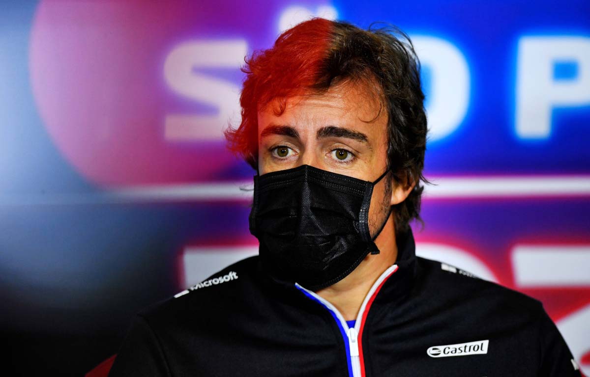 Fernando Alonso addresses the media. Sao Paulo November 2021.