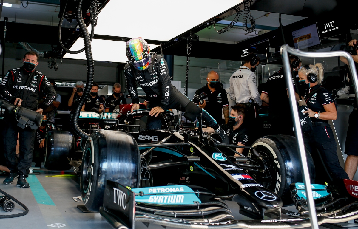 Lewis Hamilton getting out of his Mercedes car, Qatar November 2021
