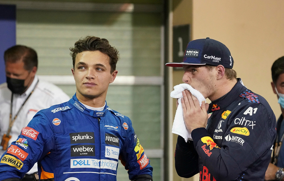 Lando Norris and Max Verstappen. Abu Dhabi December 2021