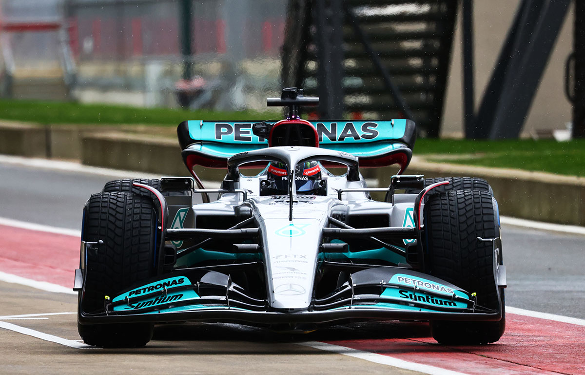 George Russell returns to the pits. Silverstone February 2022.