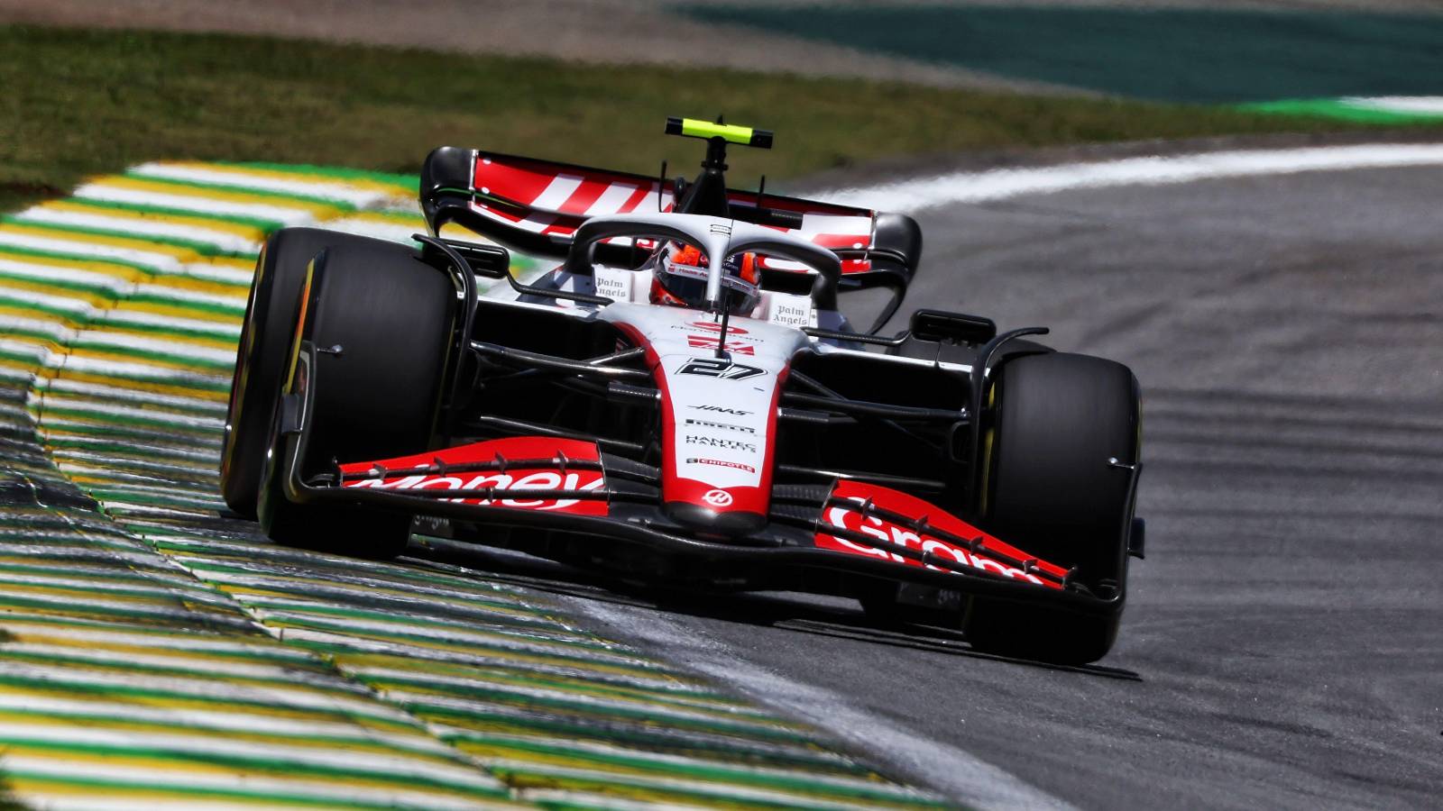 Nico Hulkenberg in action for Haas at the Brazilian Grand Prix.