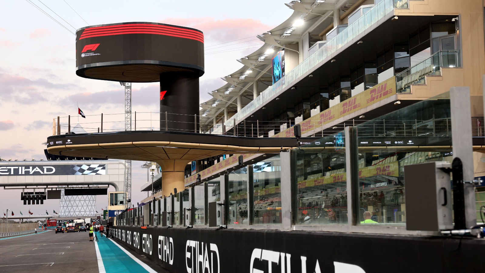A shot of the podium overlooking the Yas Marina circuit for the Abu Dhabi Grand Prix