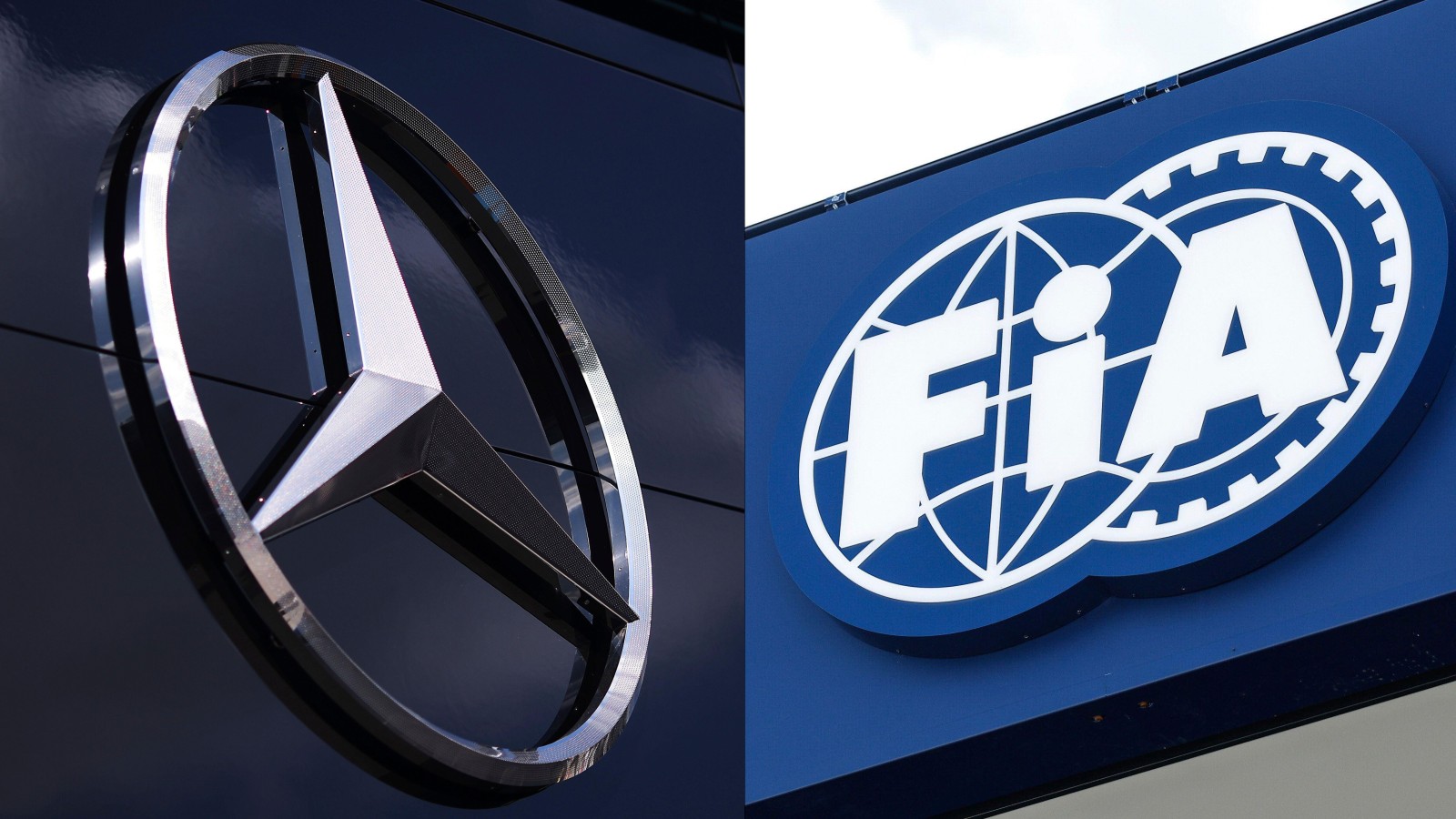 The Mercedes and the FIA logo.