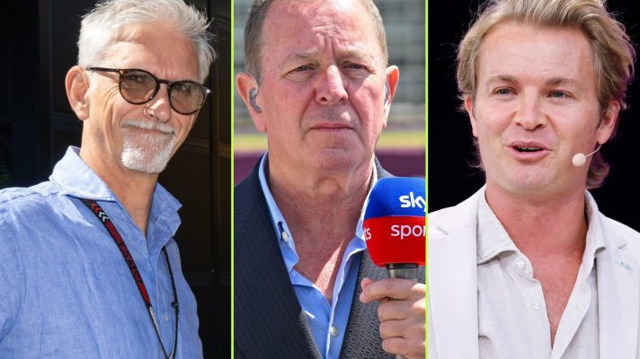 An image with Damon Hill, Martin Brundle and Nico Rosberg side by side