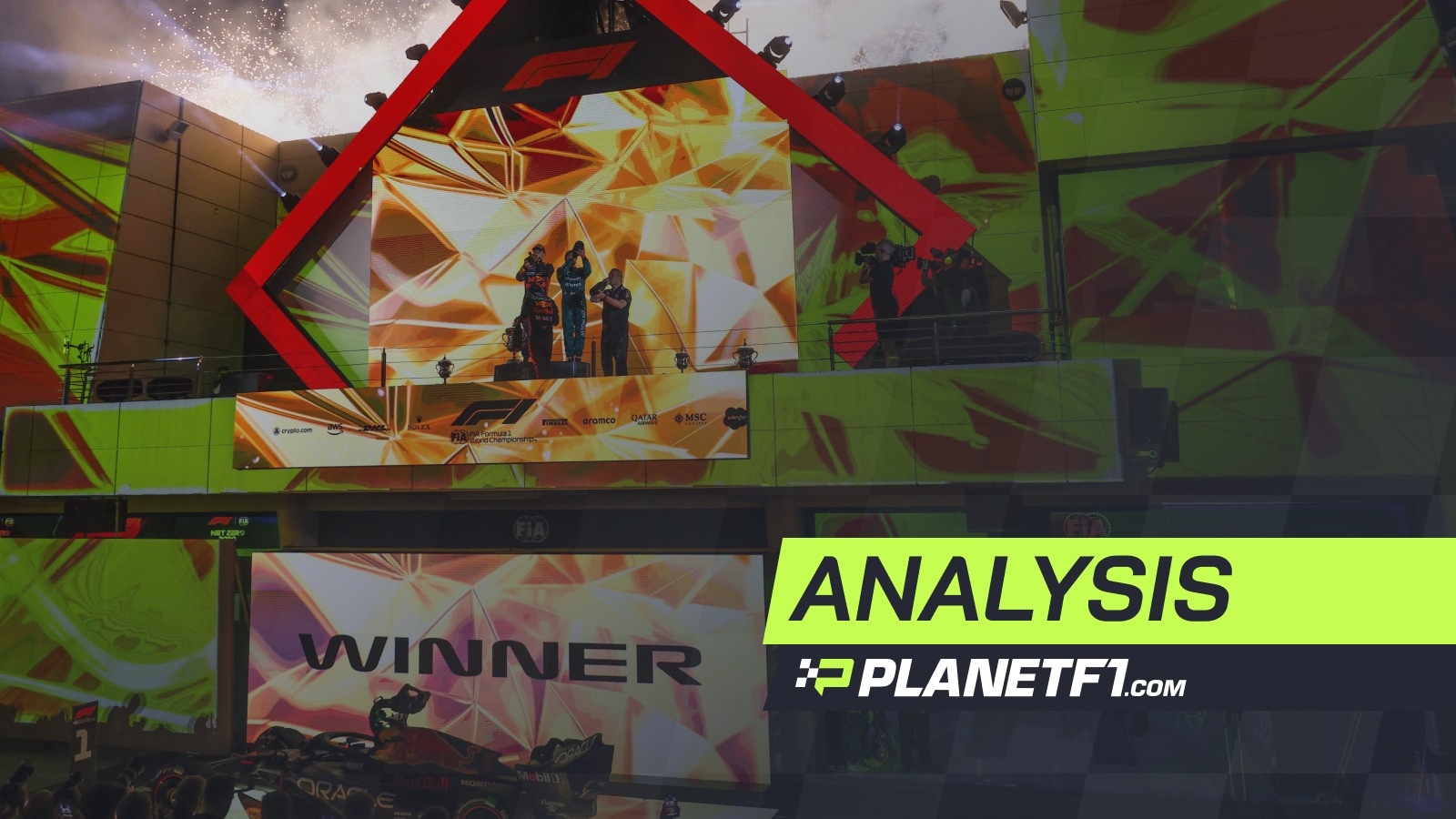 The podium at the Bahrain Grand Prix.