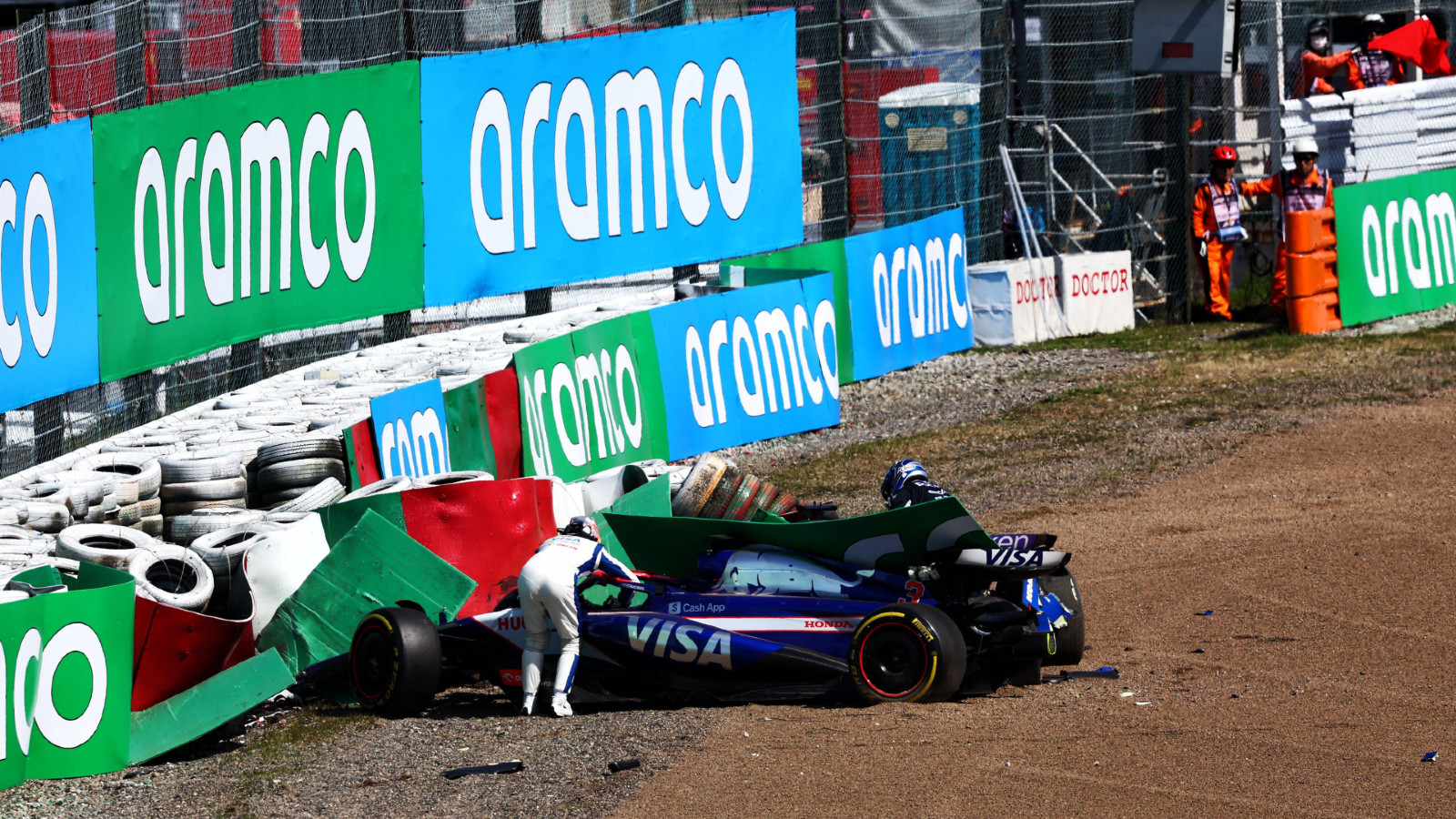 Japanese Grand Prix red-flagged with Daniel Ricciardo involved in big first-lap collision