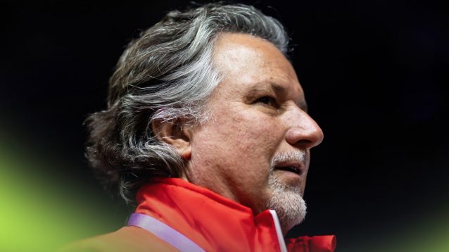 A side-profile shot of Michael Andretti