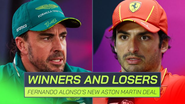 Fernando Alonso, Aston Martin, and Carlos Sainz, Ferrari, 2024.