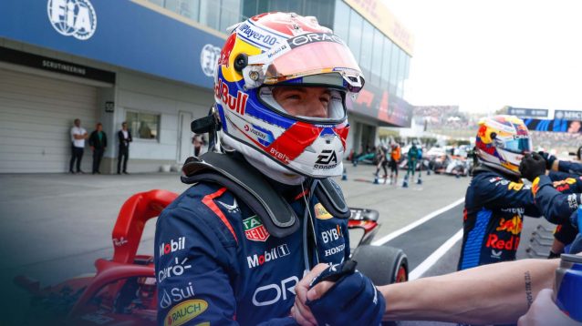 Max Verstappen celebrates in Suzuka.
