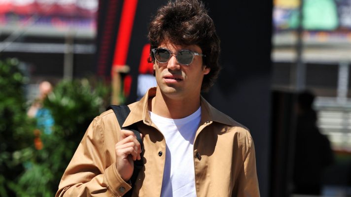 Aston Martin driver Lance Stroll in street clothes at the 2024 Chinese Grand Prix.