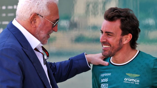Fernando Alonso and Lawrence Stroll smiling