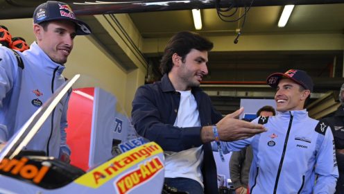 ‘Considering giving two wheels a try?’ – Carlos Sainz career change teased at Jerez MotoGP round