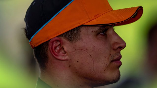 A side-profile shot of Lando Norris at the 2024 Chinese Grand Prix