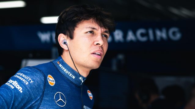 Alex Albon in the Williams garage at the 2024 Chinese Grand Prix.