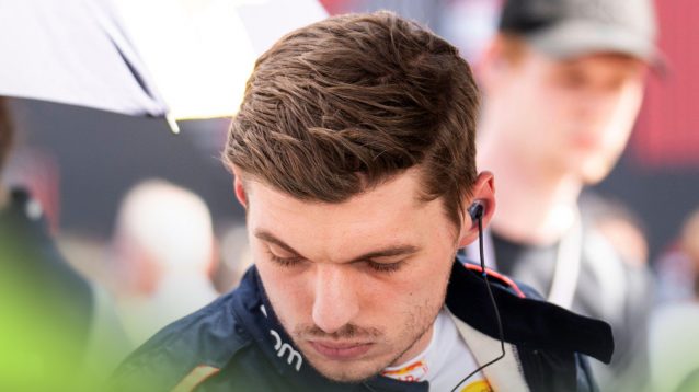 A close-up shot of Max Verstappen preparing for the start of the Miami Grand Prix