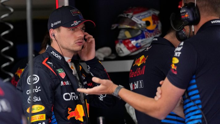 Max Verstappen in the garage
