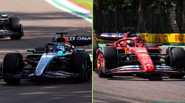 A side-by-side image of Mercedes and Ferrari