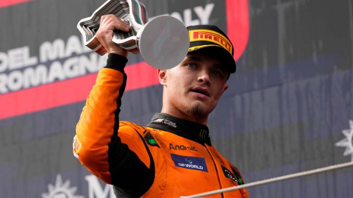 Lando Norris on the Imola podium.