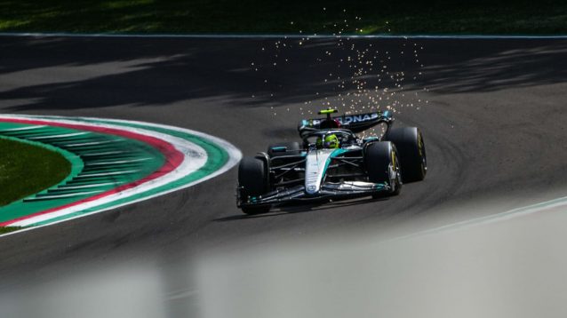 Lewis Hamilton puts in the laps at the Imola circuit