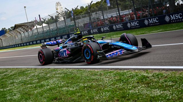 Alpine driver Pierre Gasly on track at the 2024 Emilia Romagna Grand Prix.