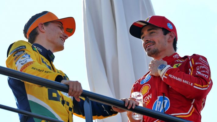 McLaren's Oscar Piastri and Ferrari's Charles Leclerc at the 2024 Monaco Grand Prix.