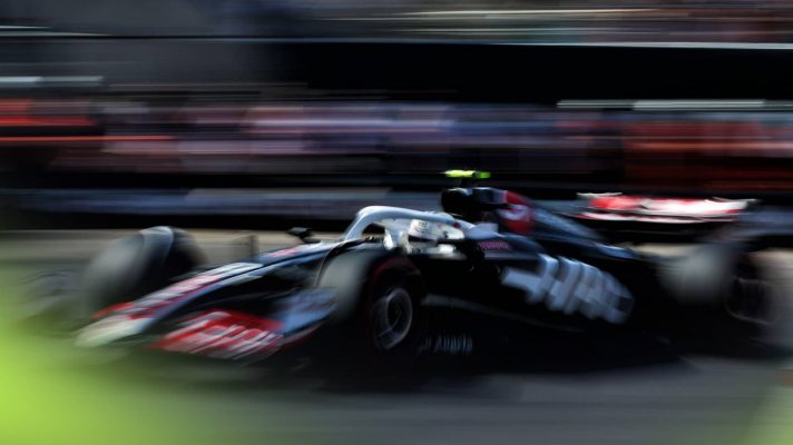 Haas driver Nico Hulkenberg in action during qualifying at the 2024 Monaco Grand Prix