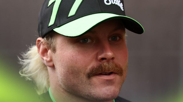 A close-up shot of Valtteri Bottas in the Monaco paddock