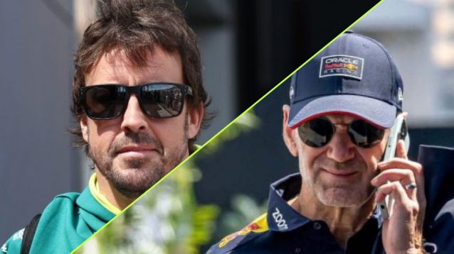 Fernando Alonso and Adrian Newey split image.