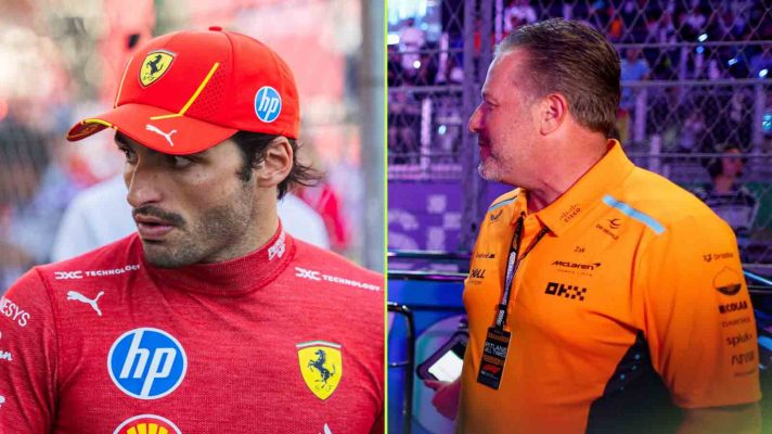 Carlos Sainz and Zak Brown side-by-side.