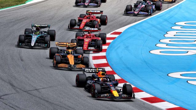 Max Verstappen, Red Bull, and Lando Norris, McLaren, at the 2024 Spanish Grand Prix.
