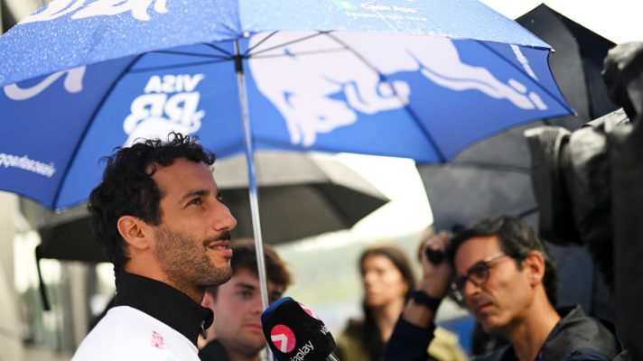 Daniel Ricciardo of Team RB speaks to media ahead of the 2024 Austrian Grand Prix