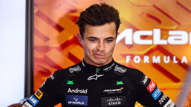 Lando Norris in the McLaren garage