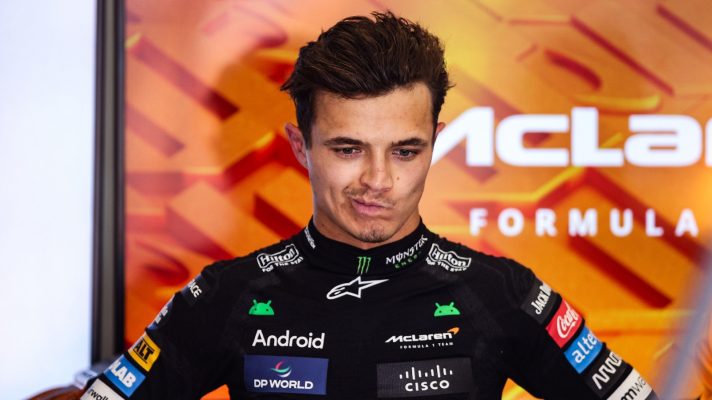 Lando Norris in the McLaren garage