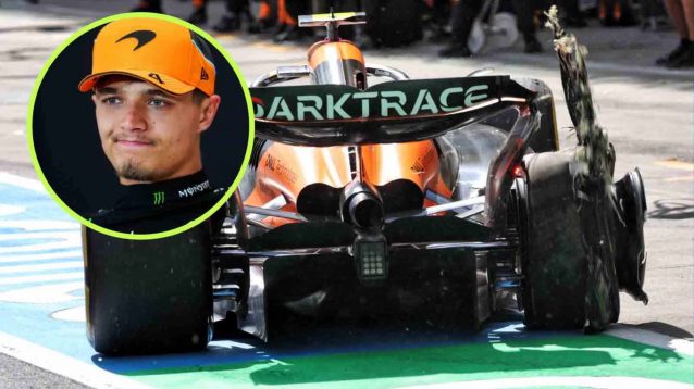 Lando Norris with a puncture at the Austrian Grand Prix.