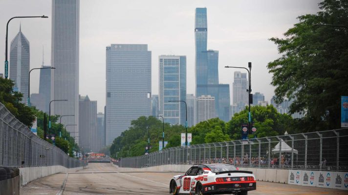 Cole Custer, driver of the #00 HAAS Automation Ford, drives during the NASCAR Xfinity Series The Loop 121 at the Chicago Street Course on July 01, 2023 in Chicago, Illinois