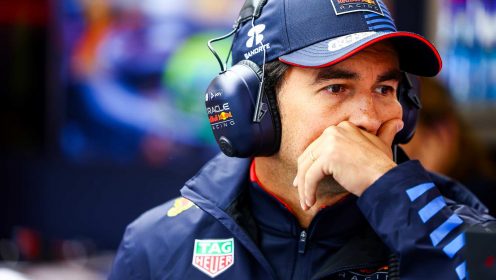 Sergio Perez smiles through pain in brutally awkward Verstappen and Ricciardo interview