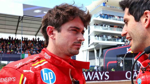 Ferrari driver Charles Leclerc on the grid at Silverstone.