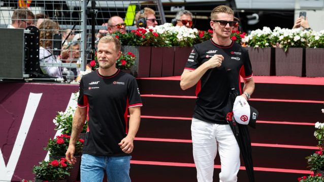 Kevin Magnussen and Nico Hulkenberg, Haas, 2024 Austrian Grand Prix.
