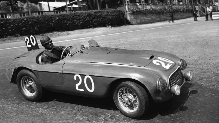 Luigi Chinetti races a Ferrari 1 at the 1949 Belgian Grand Prix