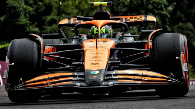 Lando Norris in the McLaren MCL38 at the 2024 Belgian Grand Prix.