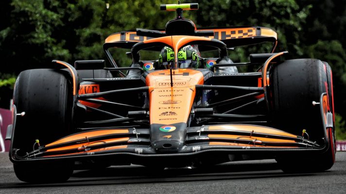 Lando Norris in the McLaren MCL38 at the 2024 Belgian Grand Prix.