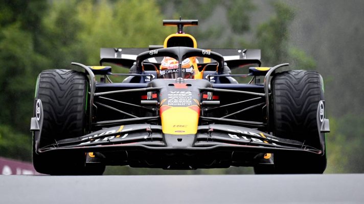 Red Bull driver Max Verstappen on track at the 2024 Belgian Grand Prix.