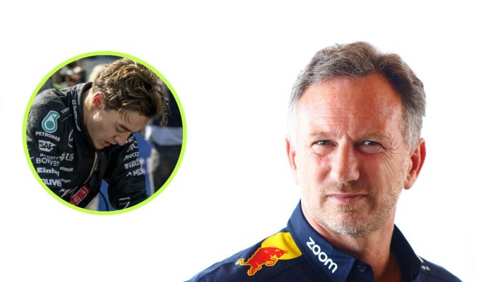Christian Horner George Russell DSQ Belgium PlanetF1