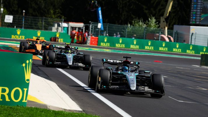 George Russell leads Lewis Hamilton and Oscar Piastri at Spa