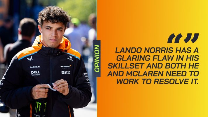 Lando Norris arrives at the circuit