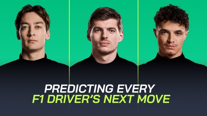 George Russell, Max Verstappen and Lando Norris