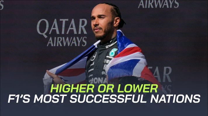 Lewis Hamilton with the British flag